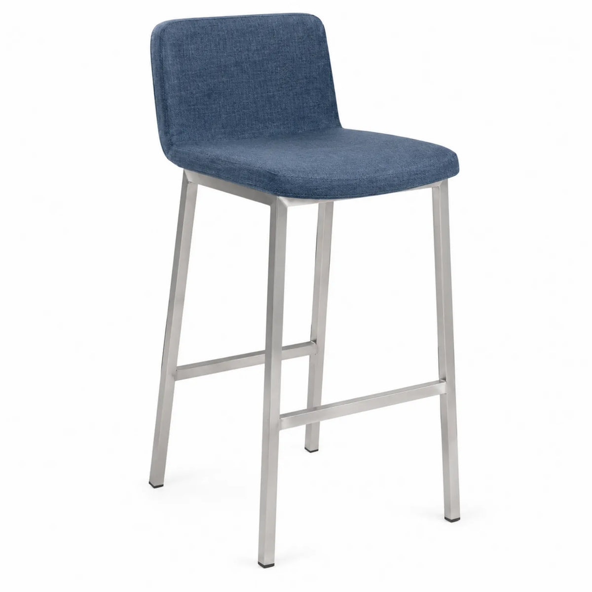 Tabouret de bar en tissu bleu et métal