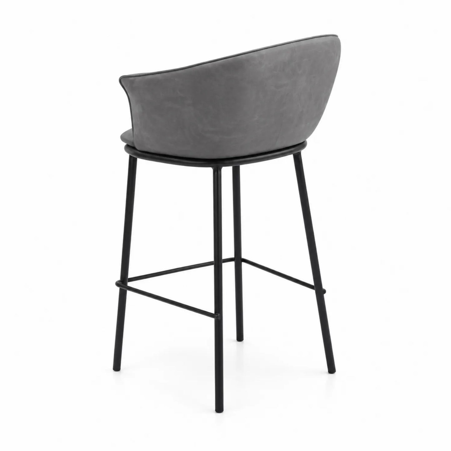 Tabouret de bar en cuir synthétique gris avec pieds en métal