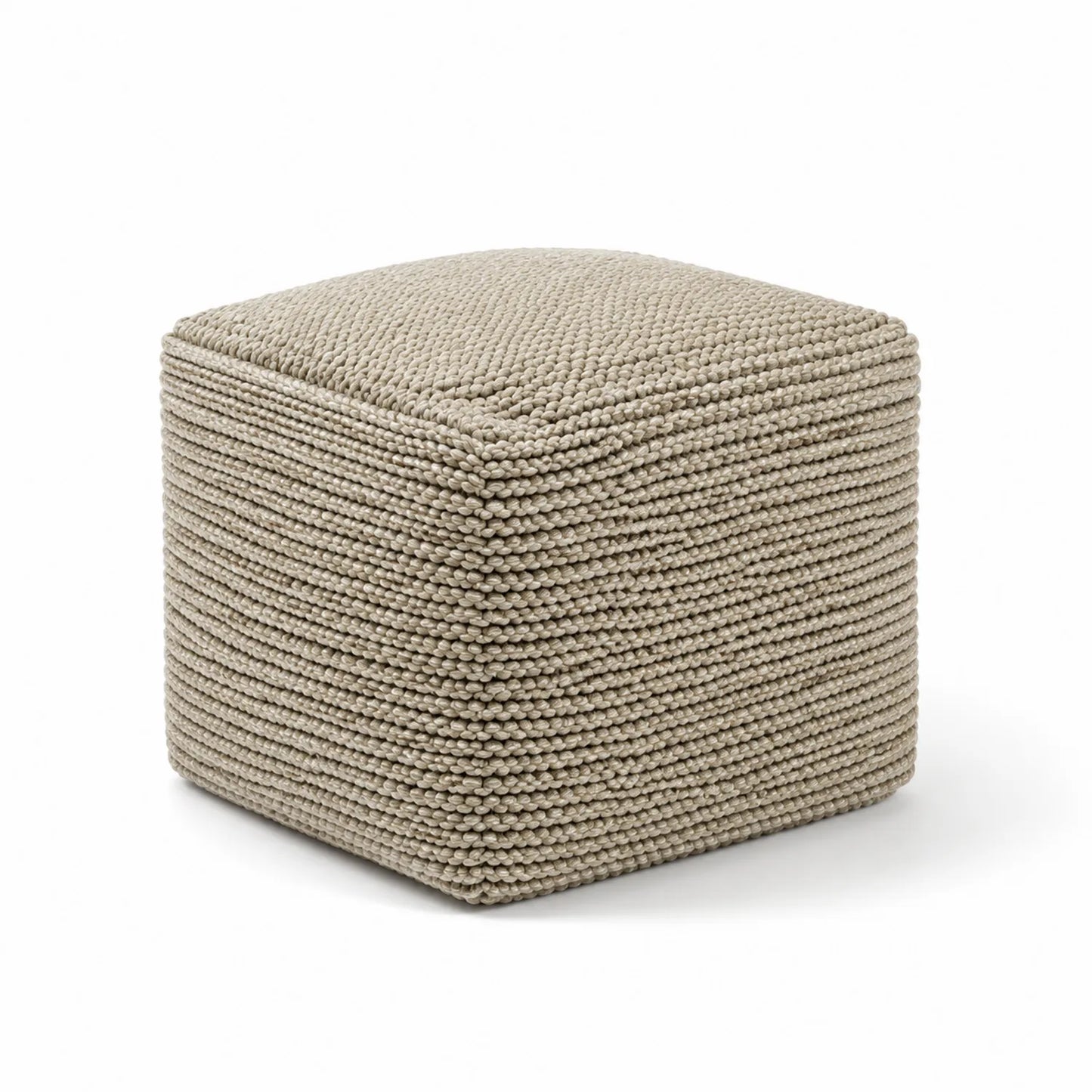 Pouf en coton tricoté Beige