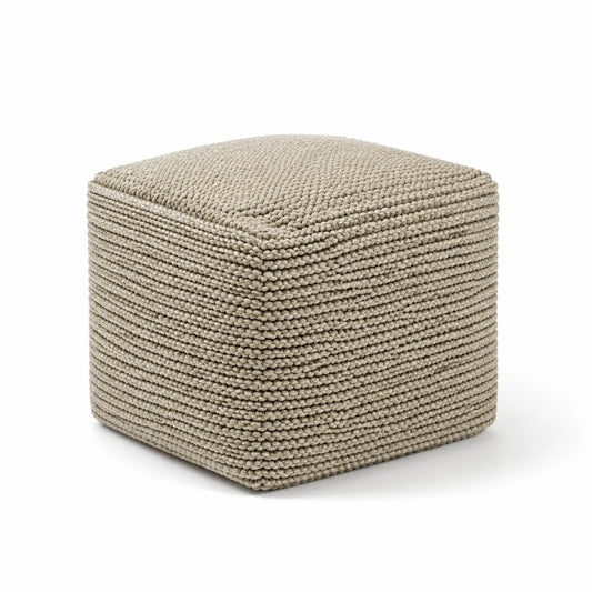 Pouf en coton tricoté Beige