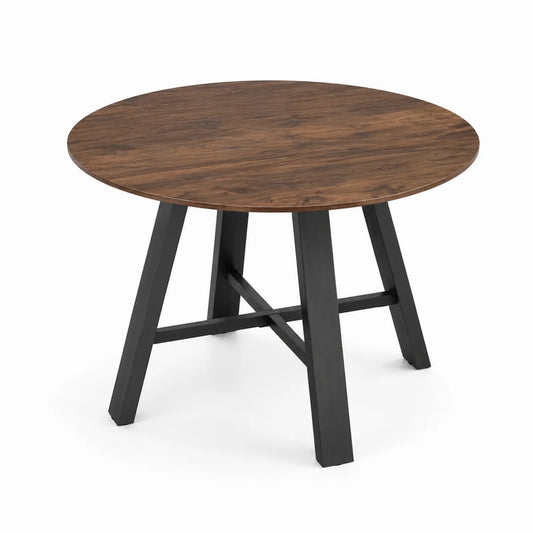 Table ronde en bois et métal noir 120 cm