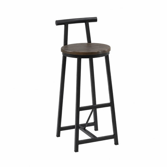 Tabouret en métal et bois, hauteur 75 cm