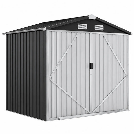 Abri de Jardin en Acier Gris/Noir 3m²